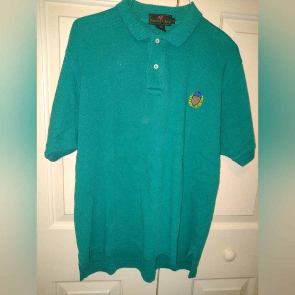 Vintage Abercrombie and Fitch Polo Shirt W/ Classic Crest Logo Teal Green Rare M